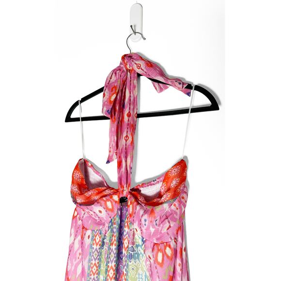 Fate Women's Saulsalito Halter Tie Maxi Dress Front Slits Floral Resort Wear NWT - Picture 6 of 11